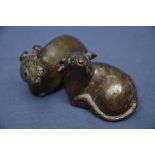 Pair of bronze figures of seated rats, a