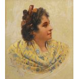 ANDALUSIAN SCHOOL, EARLY 20TH CENTURY "Manola", óleo sobre tabla, 28x16 cm. Starting Price: €120