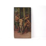 ARAGON SCHOOL, 16TH CENTURY "La Flagelación", óleo sobre tabla, 72x38 cm. Starting Price: €900