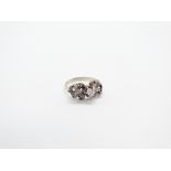 RING Montura en oro blanco, con diamantes talla brillante, 8/8 y rosa (0,24 ct. total aprox.), 3,5