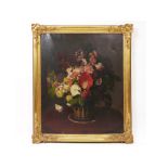 SPANISH SCHOOL, 19TH CENTURY "Bodegón de flores", óleo sobre lienzo, 90x73 cm. Starting Price: €600