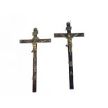 TWO CRUCIFIXES, 17TH CENTURY En madera de ébano y bronce, 30x15 cm. y 32x15 cm. Starting Price: €