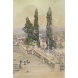 MARTÍN RICO (El Escorial, Madrid, 1833-Venecia, 1908). "Vista de Sevilla", acuarela sobre papel,