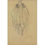 RICARD OPISSO (Tarragona, 1880-Barcelona, 1966). "Personaje", dibujo a lápiz sobre papel, 18x11