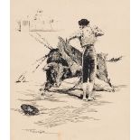 JOAQUIM TERRUELLA (Barcelona, 1891-1957). "Torero", dibujo a tinta sobre papel, 27x22 cm. Starting