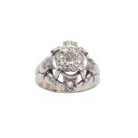 RING Montura en platino con diamantes talla rosa, talla 8/8 y talla antigua (0,80 ct. total aprox.).