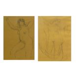 ANTONI MUNILL I PUIG (Barcelona, 1939-1977). "Desnudos", dibujos a lápiz sobre papel, 29x20 cm. y