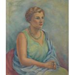 ENRIC CRISTÒFOR RICART (Vilanova i la Geltrú, 1893-1960). "Retrato de Carmen Badia Prats", óleo