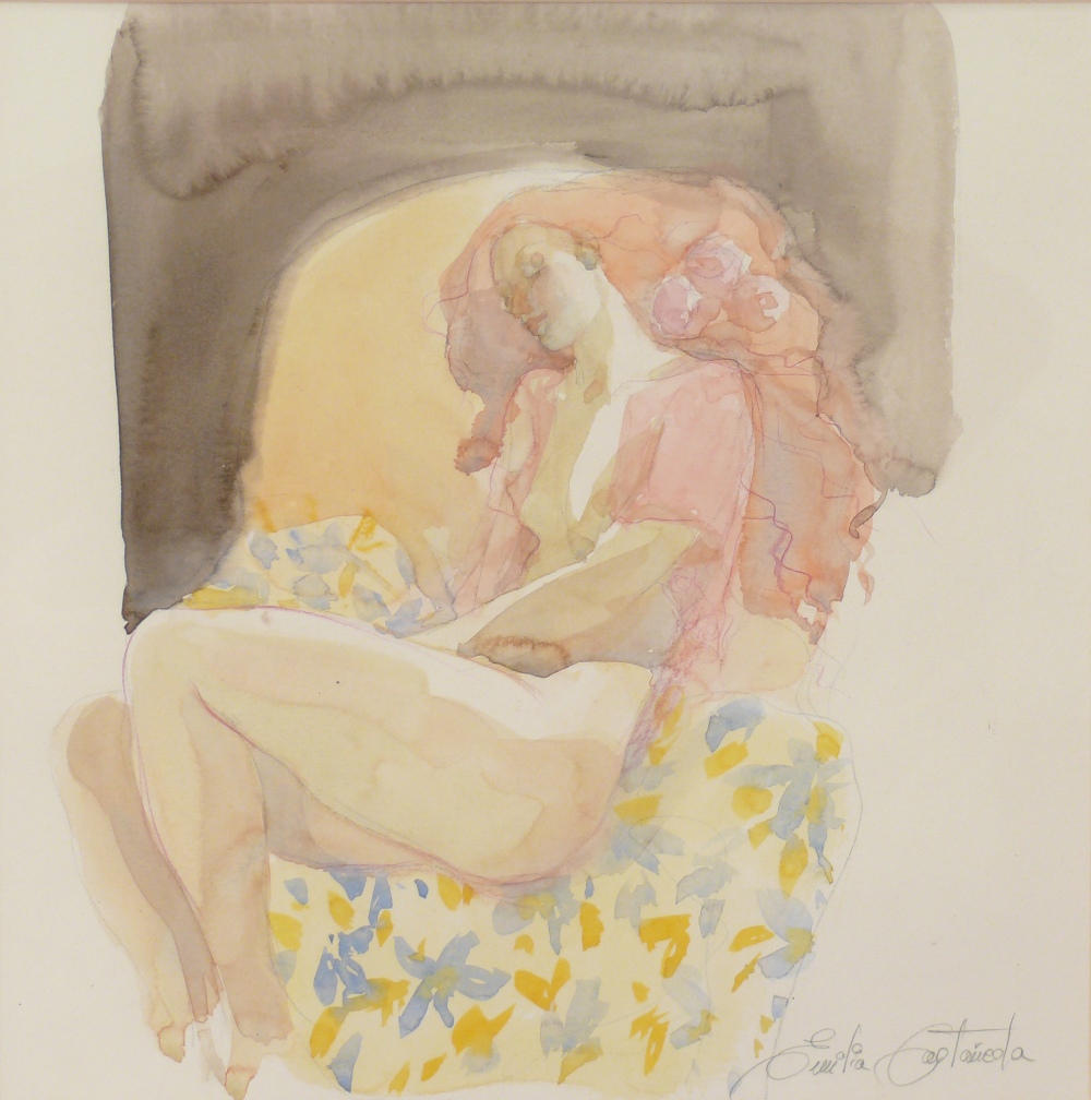 EMILIA CASTAÑEDA (Madrid, 1943). "Desnudo", acuarela sobre papel, 34x34 cm. Starting Price: €350