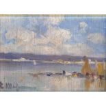 ELISEU MEIFRÉN (Barcelona, 1859-1940). "Marina", óleo sobre tabla, 12x15 cm. Starting Price: €900