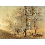 Property of a gentleman - late C19th English school - SHEPHERD AND GOATS - watercolour, 10.3 by 14.