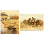 Property of a lady - G.M. Scarlett (late C19th English) - RIVER LANDSCAPE - watercolour, 10.4 by 8.