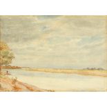 Property of a lady - late C19th / early C20th - RIVER LANDSCAPE - watercolour, 9.8 by 13.75ins. (