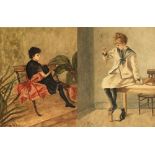 Property of a gentleman - late C19th - GIRL PLAYING WITH KITTEN and GIRL SITTING ON BENCH - a