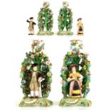 Property of a deceased estate - a pair of Minton porcelain 'Bower candlesticks' or chambersticks,