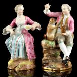 Property of a deceased estate - a pair of late C19th Meissen figures, the first a seated lady
