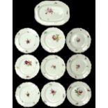 Property of a deceased estate, a lady of title - a set of nine C18th Meissen plates, painted with