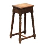 Property of a gentleman - an early C19th George IV oak child's stool, with rectangular seat & ring