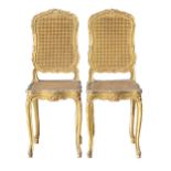 Property of a gentleman - a pair of late C19th / early C20th French giltwood & cane panelled side