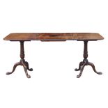Property of a lady - an early C19th George IV mahogany twin pedestal dining table with extra leaf,