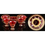 Property of a lady - a Venetian Murano ruby glass suite of table glassware, probably early C20th,