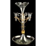 Property of a lady - an early C20th gilt metal mounted epergne, on associated mirrored base, 23.