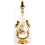 Property of a lady - a large Doulton Burslem floral decorated vase, of tapering rectangular form