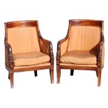 Property of a lady - a pair of early C19th French Restauration period carved beechwood fauteuils (2)