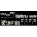 Property of a deceased estate - a suite of nineteen etched drinking glasses; together with two