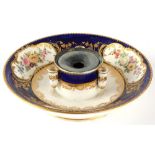 Property of a gentleman - an early C19th Coalport inkwell, decorated in the Sevres style with