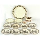 Property of a deceased estate - a quantity of C19th creamware items including a large Spode circular