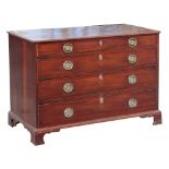Property of a deceased estate - a George III mahogany wide chest of four long graduated drawers,