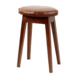 Property of a gentleman - a George III fruitwood stool with padded oval seat on square tapering