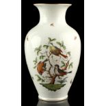 Property of a lady - a Herend basket-weave baluster vase, decorated with birds & butterflies, 12.