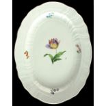 Property of a lady - a Meissen shaped oval meat plate, circa 1880, with ozier border, painted with