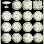 Property of a deceased estate, a lady of title - a late C19th porcelain sixteen-piece dessert