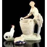 Property of a gentleman - a Royal Dux figure with basket, impressed model number 1032 A, head re-