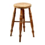 Property of a gentleman - a Victorian elm circular seated kitchen stool, with turned legs & 'X'-