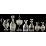 Property of a deceased estate, a lady of title - a group of seven C19th cut glass items including