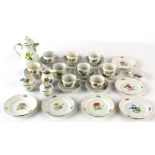 Property of a lady - an early C20th Meissen twenty-nine piece tea-set, painted with scattered