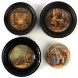 Property of a lady - a group of four C19th pot-lids, entitled 'Uncle Toby', 'The Enthusiast', 'A