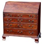 Property of a lady - a George III mahogany fall-front bureau, with fitted interior above four long