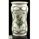 Property of a deceased estate - an early C19th dated faience or maiolica waisted albarello,