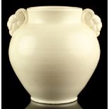 Property of a lady - a large Art Deco Poole Pottery Magnolia White two-handled vase, short