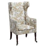 Property of a deceased estate - an early C19th George IV mahogany & later floral upholstered wing