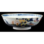 Property of a lady - an English delft polychrome bowl, probably London, circa 1760, painted with a