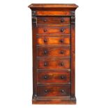 Property of a lady - a Victorian rosewood Wellington chest with seven graduated drawers, on plinth