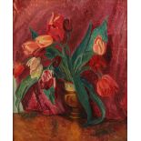 ARR - Property of a lady - Nora Summers (1892-1948) - 'RED TULIPS IN A LUSTRE JUG' - oil on
