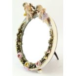 Property of a lady - a late C19th / early C20th Sitzendorf floral encrusted porcelain oval framed