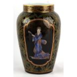 Property of a lady - a late C19th / early C20th pate-sur-pate chinoiserie decorated black ground